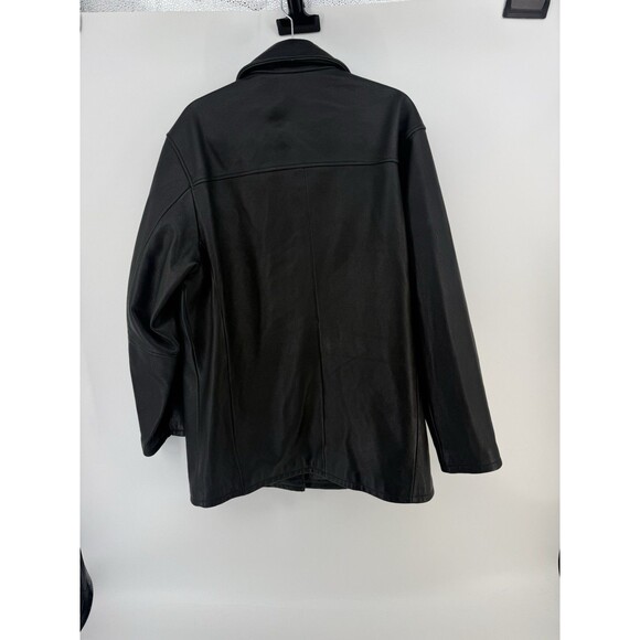 Claiborne Leather Jacket Coat Black Pebble Grain Full-Zip Men's Large Coat - Picture 7 of 16